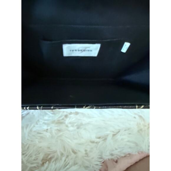 Terramina Brown Material Gold Metallic Embroidery Floral Pattern Envelope Purse - Picture 9 of 9